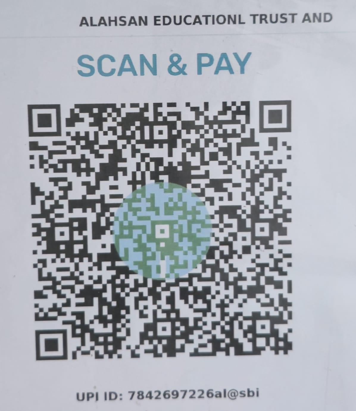 UPI QR Code for Idara Ahsanul Madaris Trust